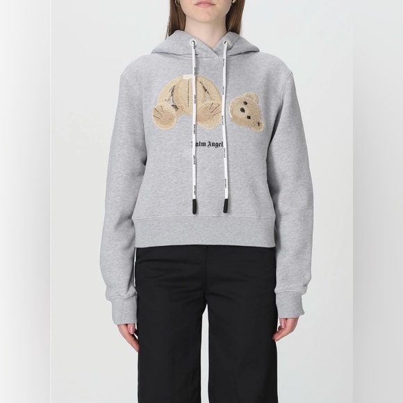 Palm Angels Tops - NEW $800 Palm Angels Grey Teddy Bear Cotton Knit Hoodie size XS AUTHENTIC